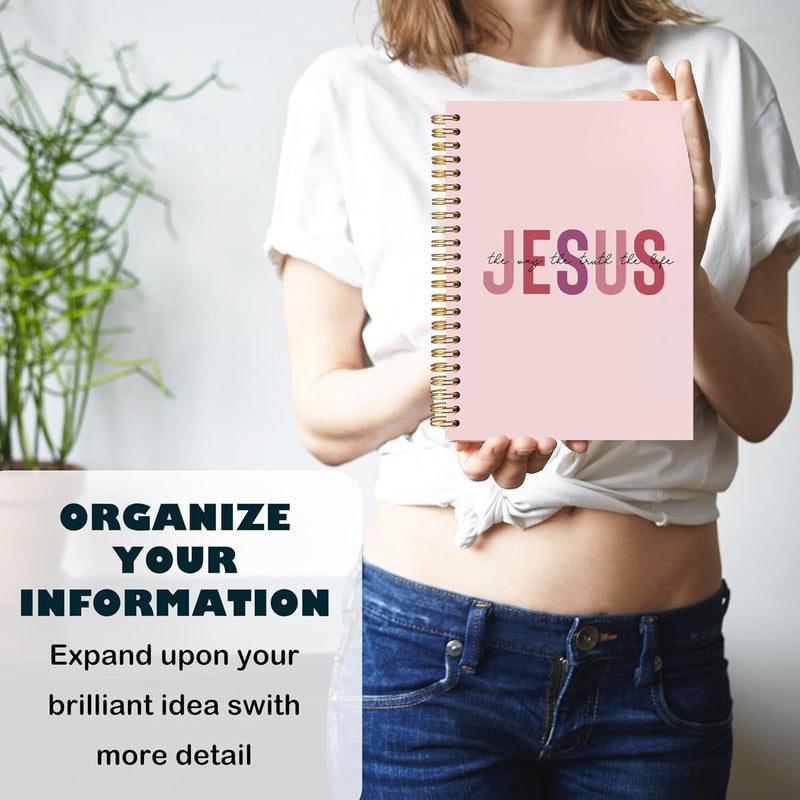 BearCake Boho Christian Notebook Journal, Christian Gifts for Women, Bible Notebooks for Note Taking, Bible Journaling Notebook, Jesus the Way the Truth the Life Hardcover Spiral Notebook 5.5x8.3 pink - Image 5